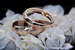 High quality image portrays love and family symbolism with focused wedding rings