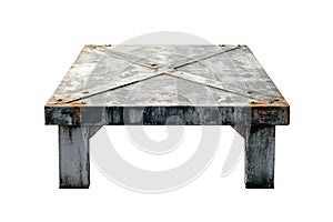 Rustic Metal Table Industrial Design Isolated on White photo