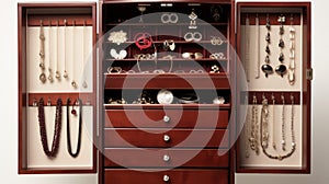 High Quality Jewelry Armoire With Various Jewelry Items photo