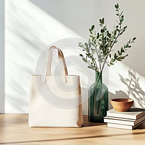 Minimalist Tote Bag Mockup: Scandinavian Elegance in Soft Light