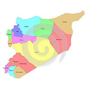 High quality labeled map of with Syria borders of the regions photo