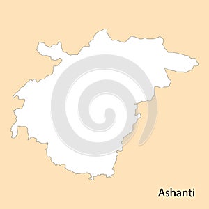 High Quality map of Ashanti is a region of Ghana