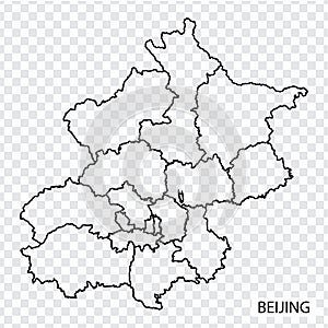 High Quality map of Beijing is a city of China, with borders of the regions. Map of Beijing for your web site design, app, UI