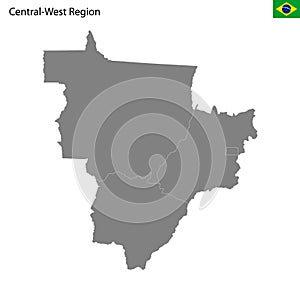 High Quality map Central-West region of Brazil, with borders photo