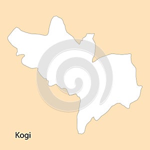 High Quality map of Kogi is a region of Nigeria