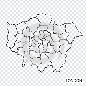 High Quality map of London is a capital  United Kingdom, with borders of the districts. Map of London for your web site design, ap