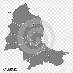 High Quality map of Palermo is a city in Italy, with borders of the regions. Map of Palermo