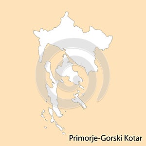 High Quality map of Primorje-Gorski-Kotar is a region of Croatia
