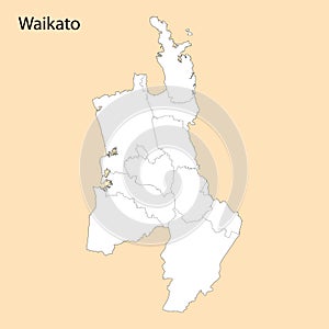 High Quality map of Waikato is a region of New Zealand