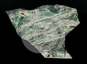 High quality marble. Isolated on black background. natural stone cut polished marble pattern. quartz malachite green