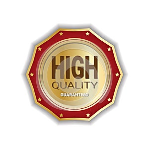 High Quality Medal Badge Golden Icon Guaranteed Seal Sign Isolated