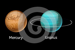 High quality mercury galaxy astronomy uranus planet science globe cosmos star vector illustration.