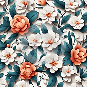 High quality multi color seamless floral design pattern