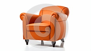 High-quality Orange Leather Armchair In White - Classic Symmetry And Limited Color Range