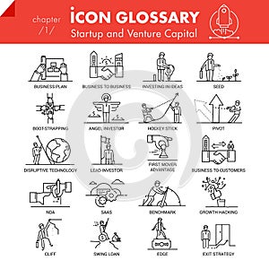 High quality outline icons pack of startup business and venture capital photo