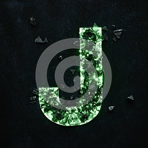 High quality photo of green colored capital letter on a black.