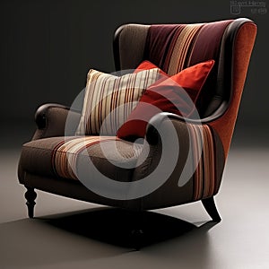 High Quality Photo Of Stylish Orange And Brown Armchair For 3dsmax photo