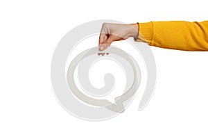 High-Quality PNG Speech Bubble Hand Holding Blank White Oval