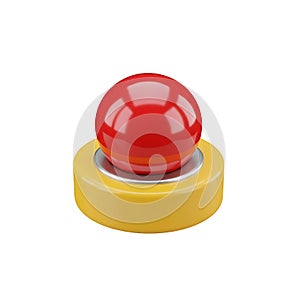 A large red button on a yellow base on transparent background