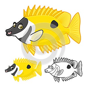 High Quality Rabbitfish Cartoon Character Include Flat Design and Line Art Version photo