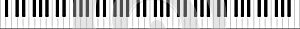 High quality proportionate vector illustration of full lenght 88 keys piano keyboard