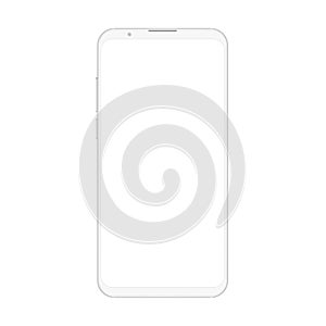 High quality realistic trendy soft clean no frame white smartphone with blank white screen. Vector Mockup phone for