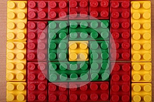 High quality seamless background of colored plastic bricks