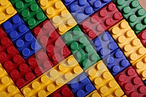 High quality seamless background of colored plastic bricks