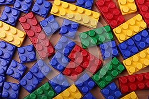 High quality seamless background of colored plastic bricks