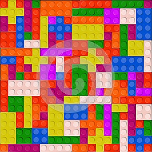 High quality seamless background of colored plastic bricks.