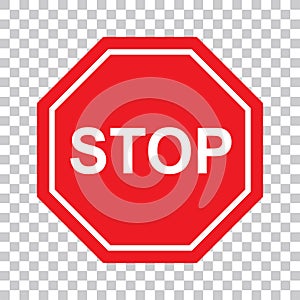High quality Stop Sign symbol icon. Warning danger symbol prohibiting sign on background vector photo