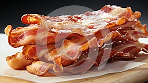 High Quality Uhd Image Of Curvaceous Bacon On White Background