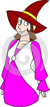 High quality vector of adult woman wearing witch costume