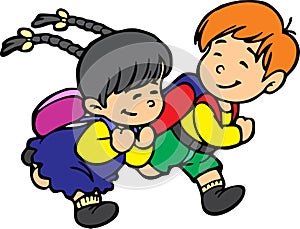 High quality vector animation of children going to school