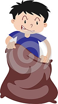 High quality vector of boy playing runway sack