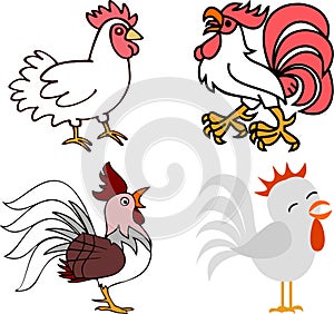High quality vector collection of roosters