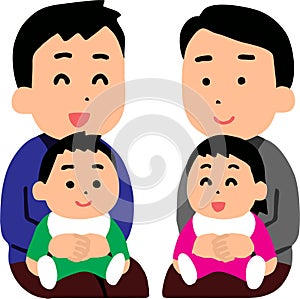 High quality vector of dads holding their children