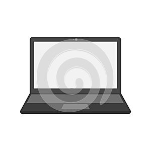 High quality vector illustration of a stylish black laptop on a blank white surface