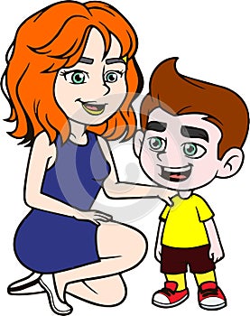 High quality vector of the son and his mother which is beautiful and sexy