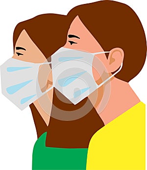 High quality vector of woman who always uses medical mask to protect herself from spreading virus