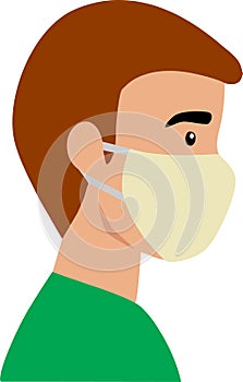 High quality vector of young man who always wears medical mask