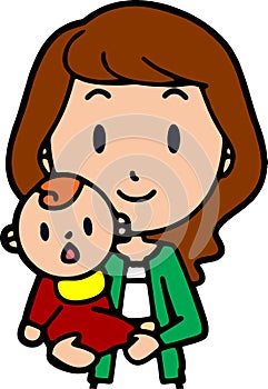High quality vector of Young mother holding her child