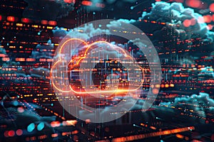 High Quality Visual of Futuristic Digital Technology for Cloud Computing and Big Data Transfer