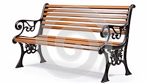 High Quality Wrought Iron And Wooden Park Bench On White Background