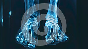 High X Ray Scan of a Human Ankle Showing Signs of Chronic Viral Infection and Joint
