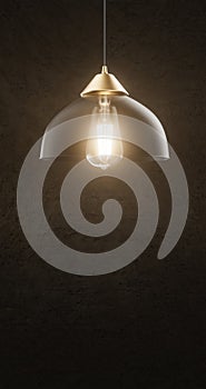 High realism Light bulb on cement background.3D illustration