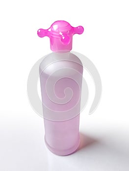High Realistic Pink Bottle in Isolated White Background With Shadow Captured on High Angle.