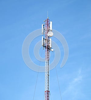 High cellular frame tower with aerials photo