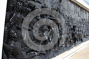 High relief of the obelisk in Quinua, Peru