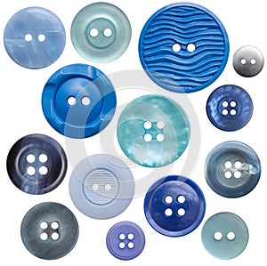 High-Res Button Collection - 14 Blue, Isolated